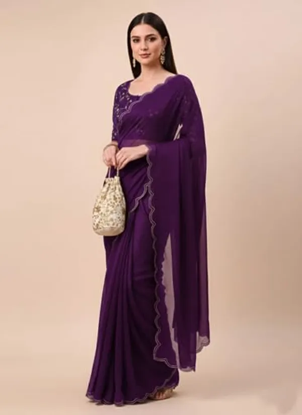 Purple_Star_Georgette_Embroidered_Saree_For_Women