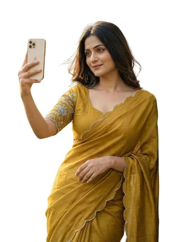 Yellow_Star_Georgette_Saree_For_Women