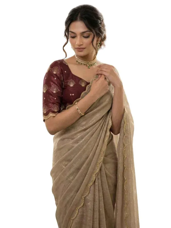 Beige_Star_Georgette_Saree_For_Women
