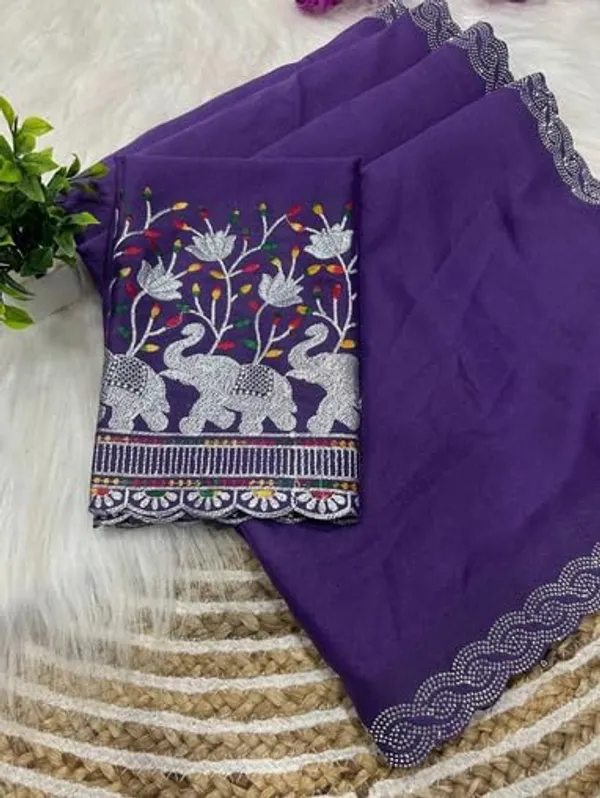 Purple_Star_Georgette_Embroidered_Saree_For_Women