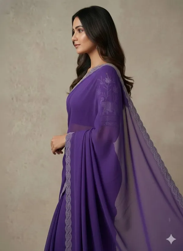 Purple_Star_Georgette_Embroidered_Saree_For_Women