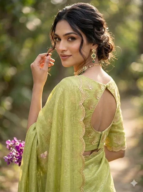 Light_Green_Star_Georgette_Saree_For_Women