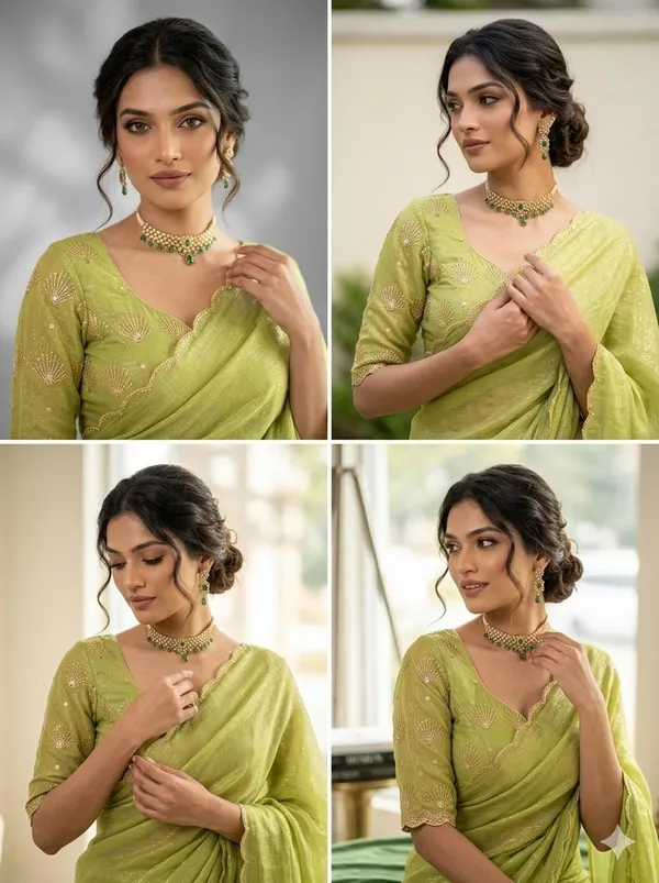 Light_Green_Star_Georgette_Saree_For_Women