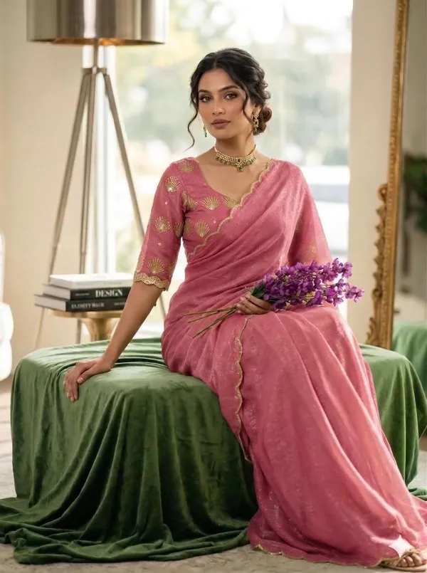 Light_Pink_Star_Georgette_Saree_For_Women