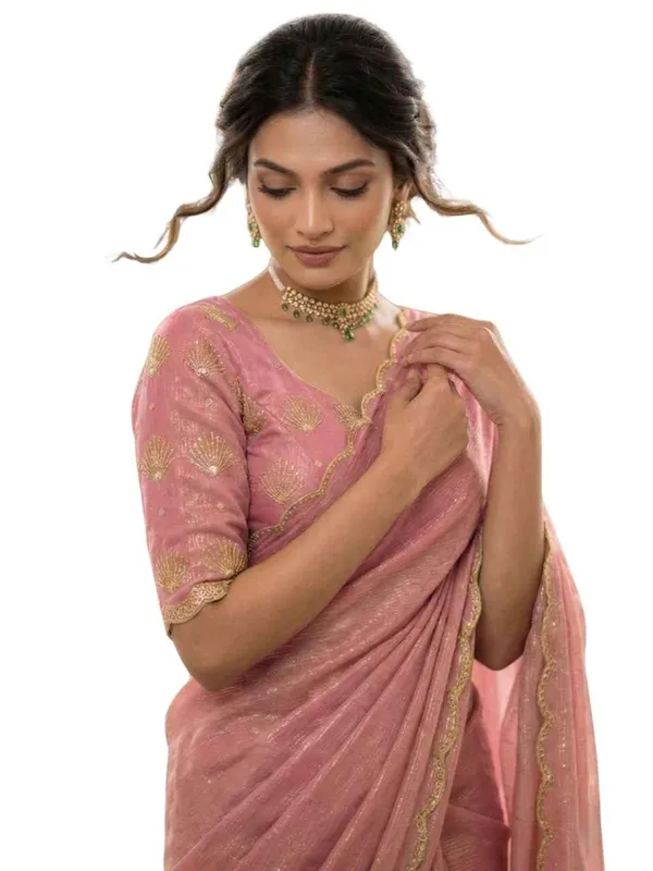 Light_Pink_Star_Georgette_Saree_For_Women