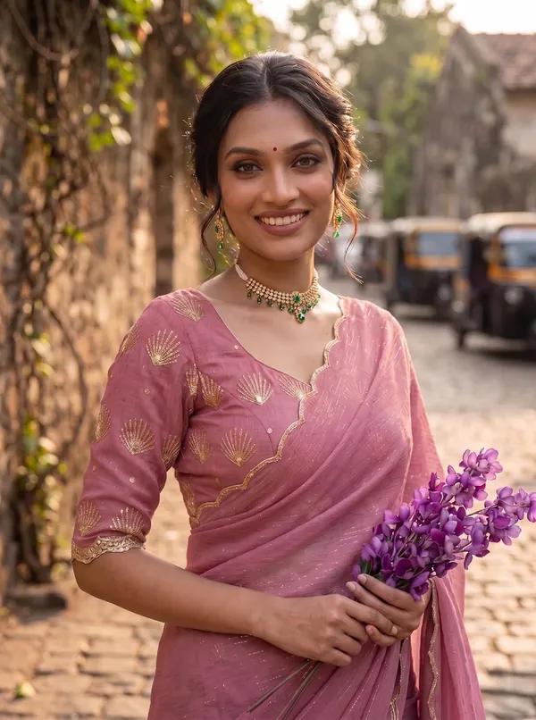 Light_Pink_Star_Georgette_Saree_For_Women