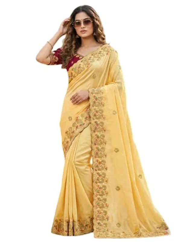 Yellow_Star_Georgette_Embroidered_Saree_For_Women