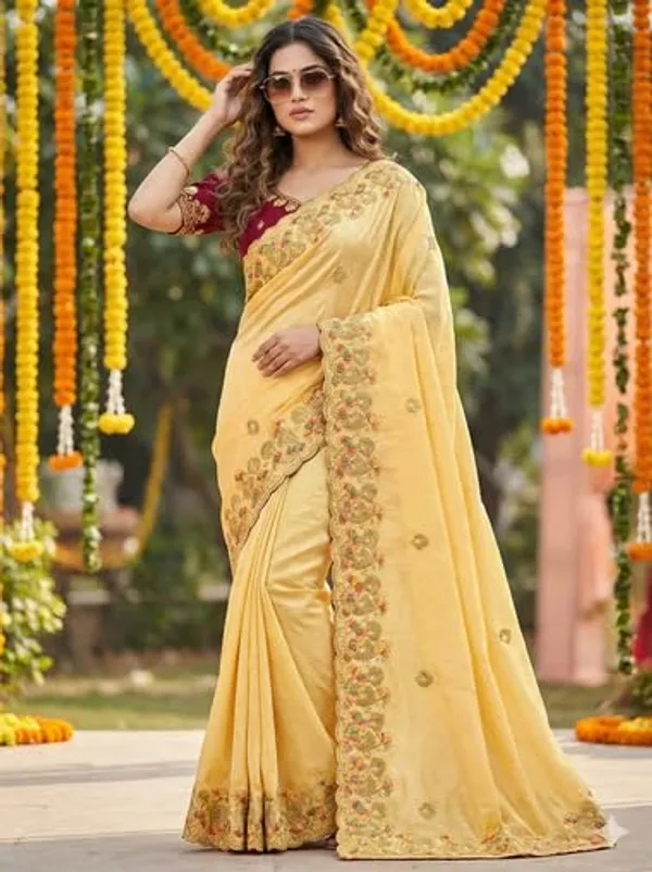Yellow_Star_Georgette_Embroidered_Saree_For_Women