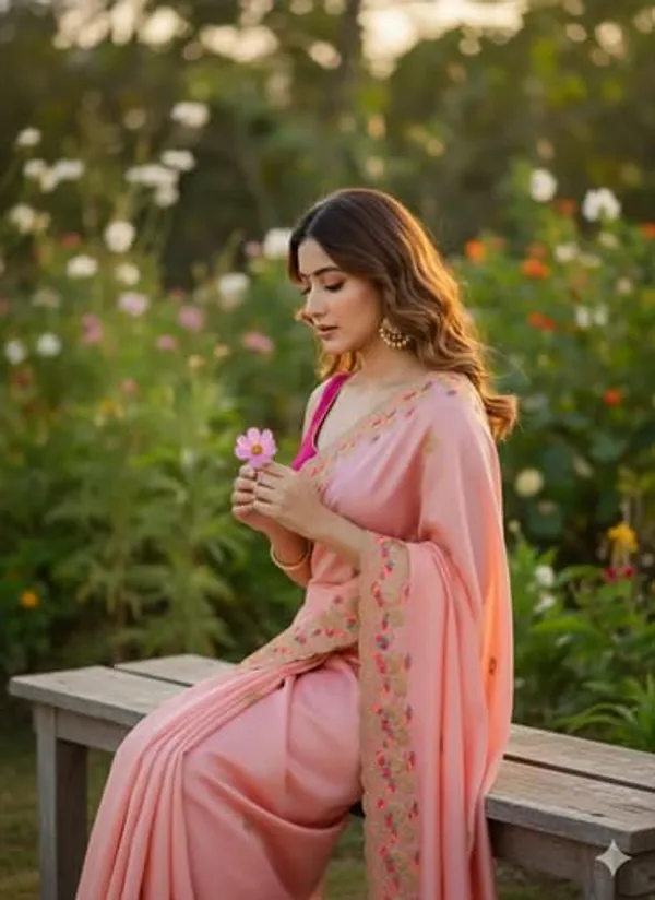 Peach_Star_Georgette_Embroidered_Saree_For_Women