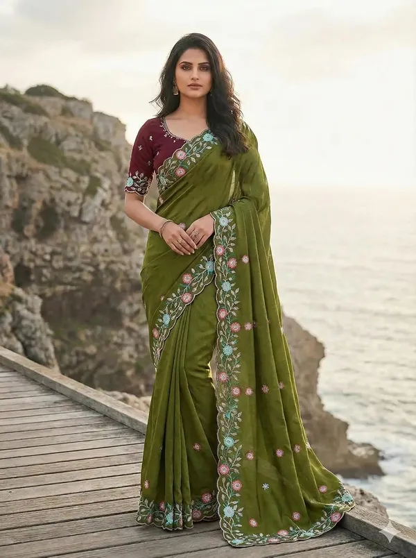 Green_Star_Georgette_Saree_For_Women