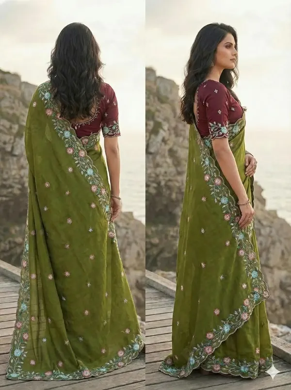 Green_Star_Georgette_Saree_For_Women