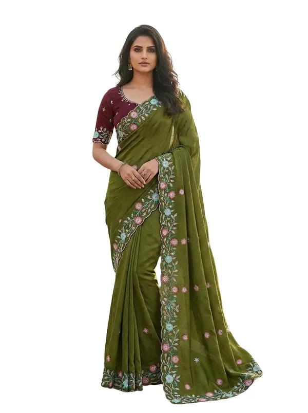Green_Star_Georgette_Saree_For_Women