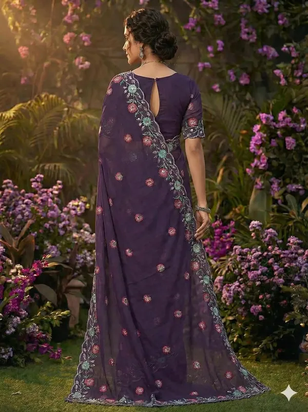 Purple_Star_Georgette_Embroidered_Saree_For_Women