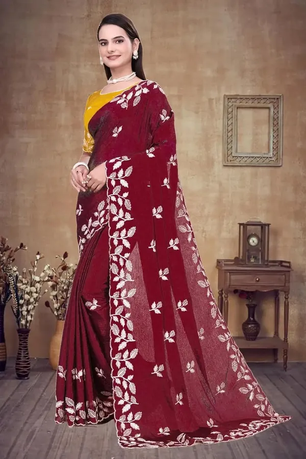 Maroon_Star_Georgette_Saree_For_Women