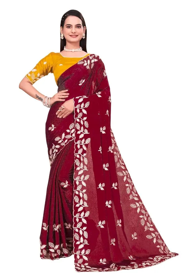 Maroon_Star_Georgette_Saree_For_Women