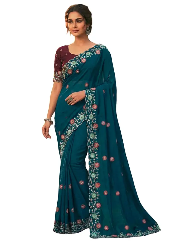 Blue_Star_Georgette_Embroidered_Saree_For_Women