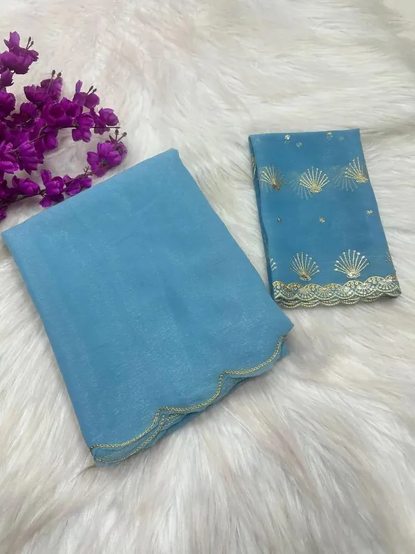 Sky_Blue_Star_Georgette_Embroidered_Saree_For_Women