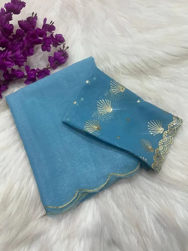 Sky_Blue_Star_Georgette_Embroidered_Saree_For_Women