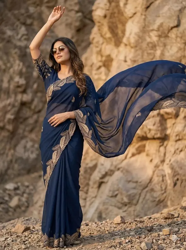 Blue_Star_Georgette_Temple_Border_Saree_For_Women