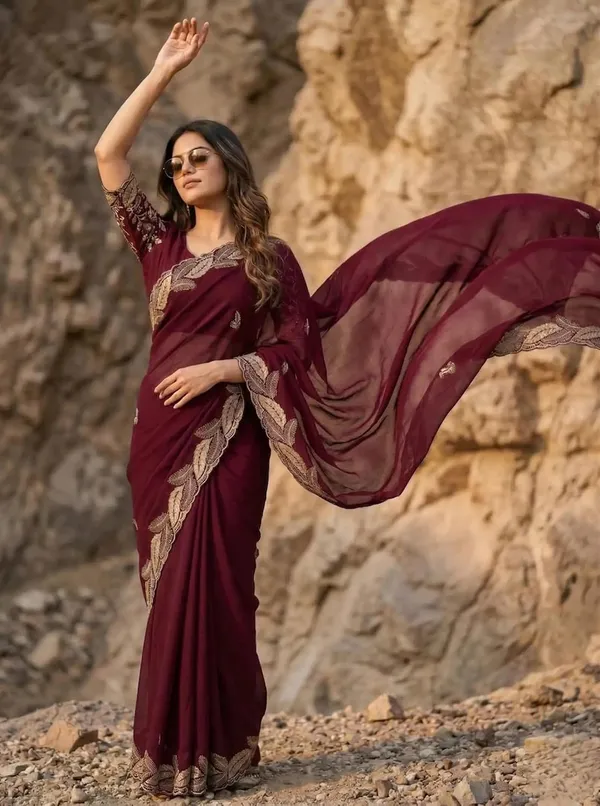Red_Star_Georgette_Temple_Border_Saree_For_Women