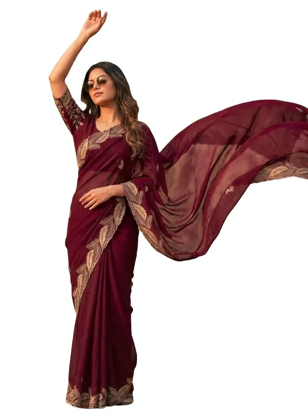 Red_Star_Georgette_Temple_Border_Saree_For_Women