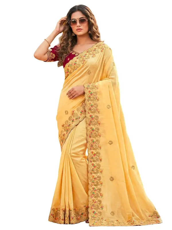 Yellow_Star_Georgette_Embellished_Border_Saree_For_Women