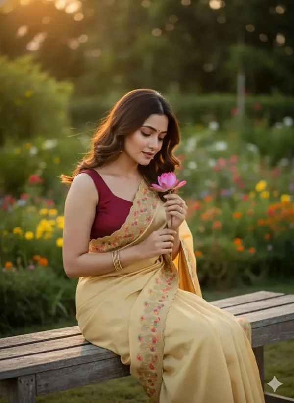 Yellow_Star_Georgette_Embellished_Border_Saree_For_Women