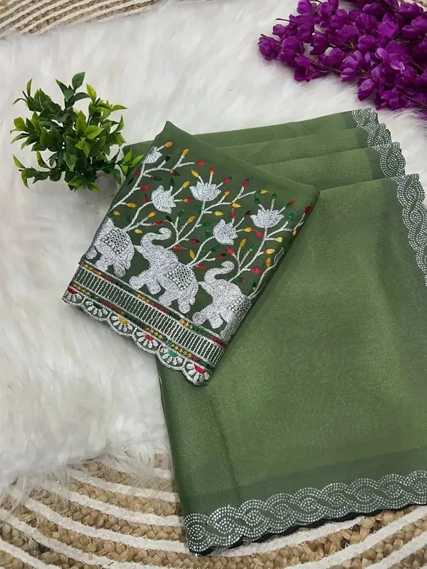 Green_Star_Georgette_Saree_For_Women