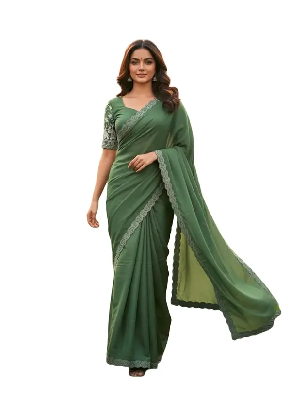 Green_Star_Georgette_Saree_For_Women