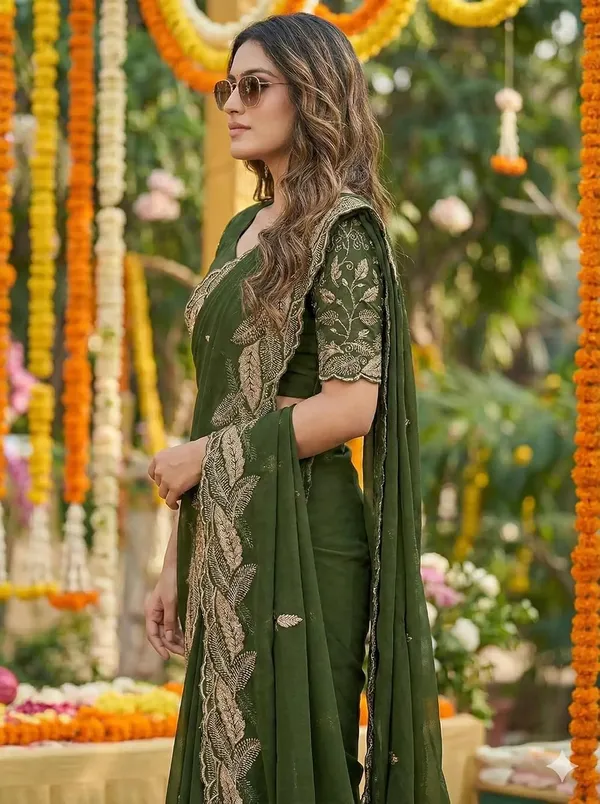 Mehendi_Star_Georgette_Temple_Border_Saree_For_Women