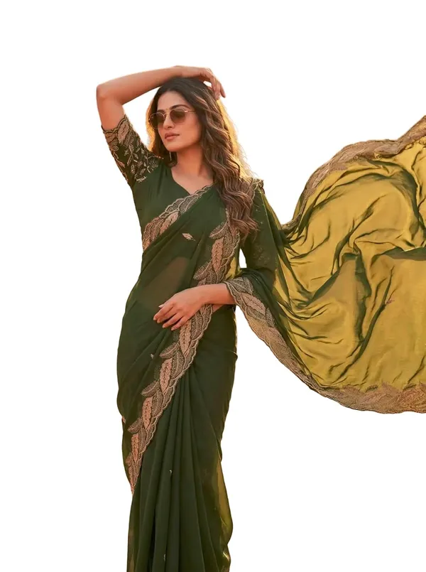 Mehendi_Star_Georgette_Temple_Border_Saree_For_Women