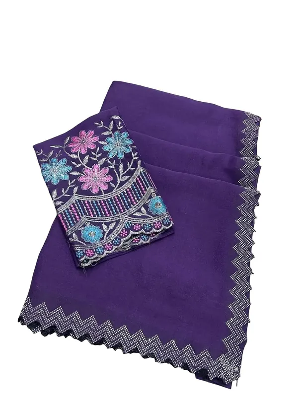 Purple_Star_Georgette_Embroidered_Saree_For_Women