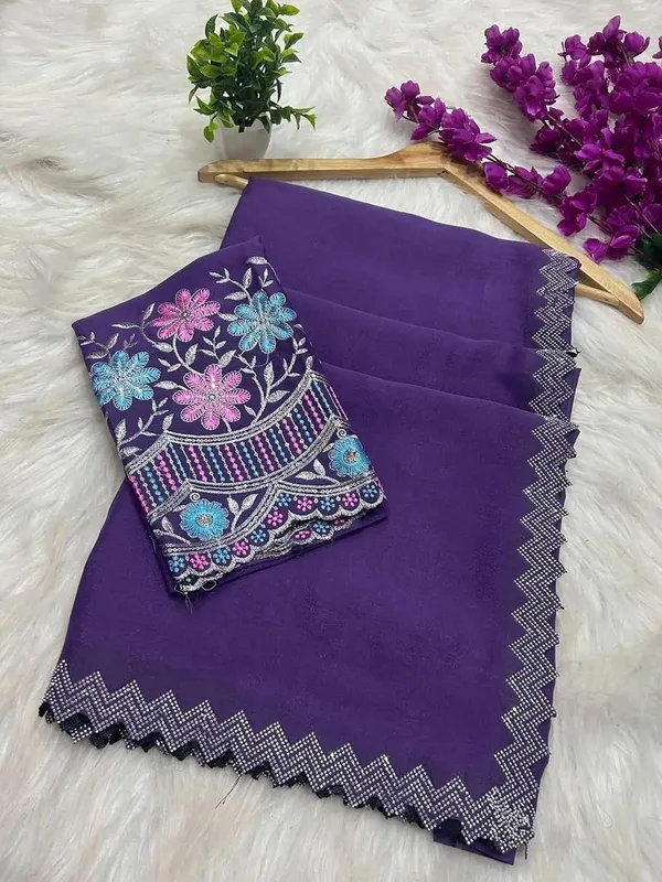 Purple_Star_Georgette_Embroidered_Saree_For_Women