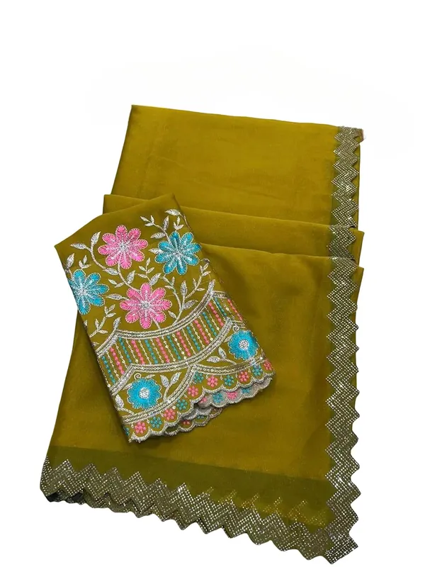 Yellow_Star_Georgette_Embroidered_Saree_For_Women