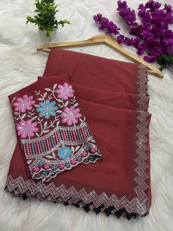 Maroon_Star_Georgette_Embroidered_Saree_For_Women