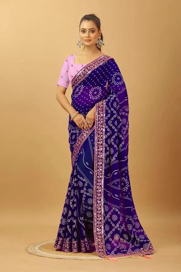 Purple_Star_Georgette_Bandhani_Saree_For_Women