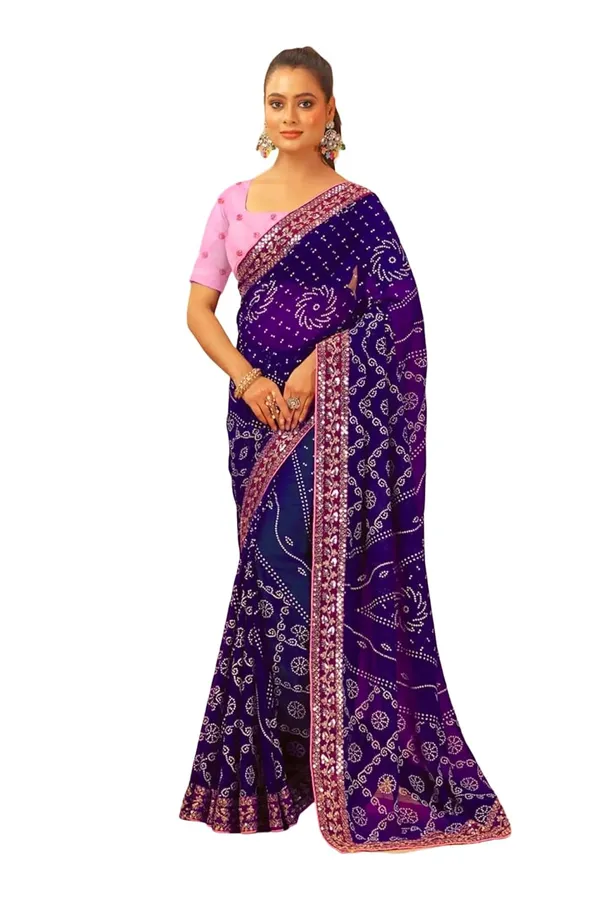 Purple_Star_Georgette_Bandhani_Saree_For_Women