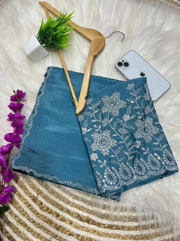 Blue_Star_Georgette_Embellished_Border_Saree_For_Women