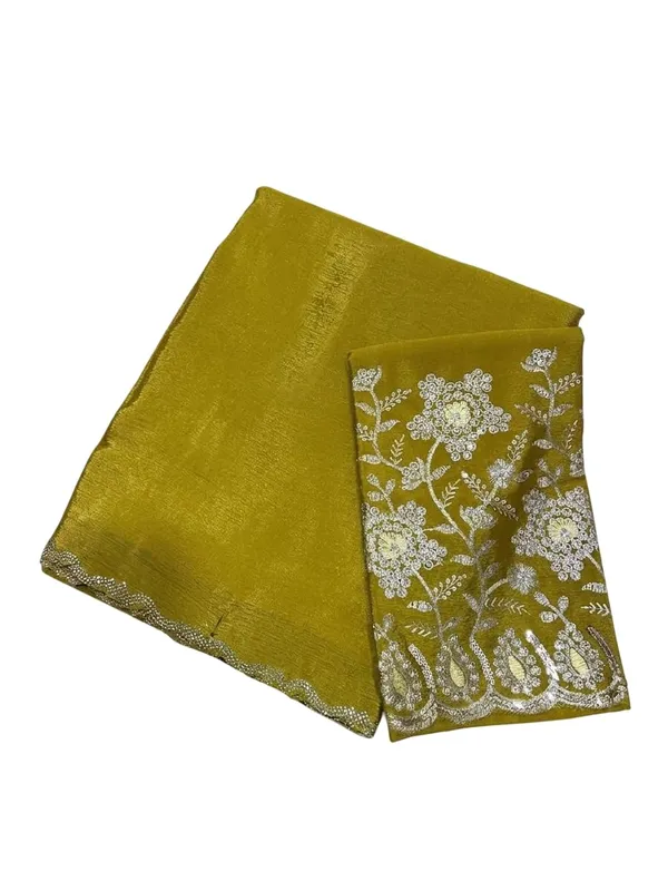 Mustard_Yellow_Star_Georgette_Embroidered_Saree_For_Women