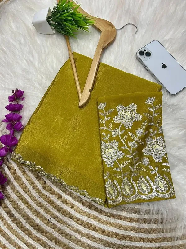 Mustard_Yellow_Star_Georgette_Embroidered_Saree_For_Women