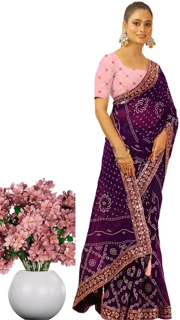 Wine_Star_Georgette_Bandhani_Saree_For_Women