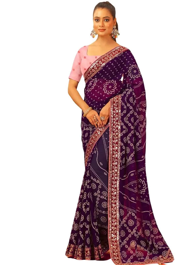 Wine_Star_Georgette_Bandhani_Saree_For_Women
