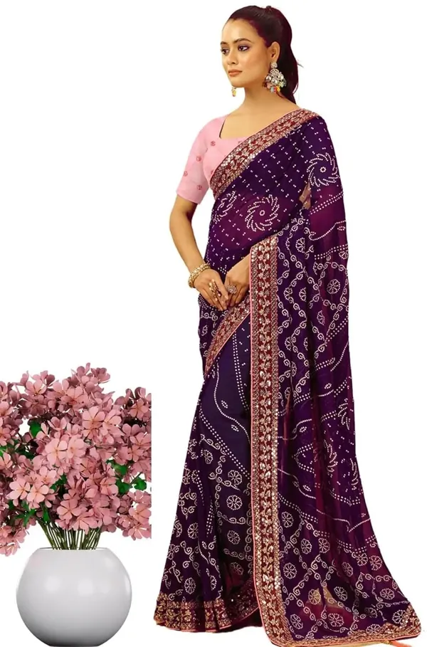 Wine_Star_Georgette_Bandhani_Saree_For_Women