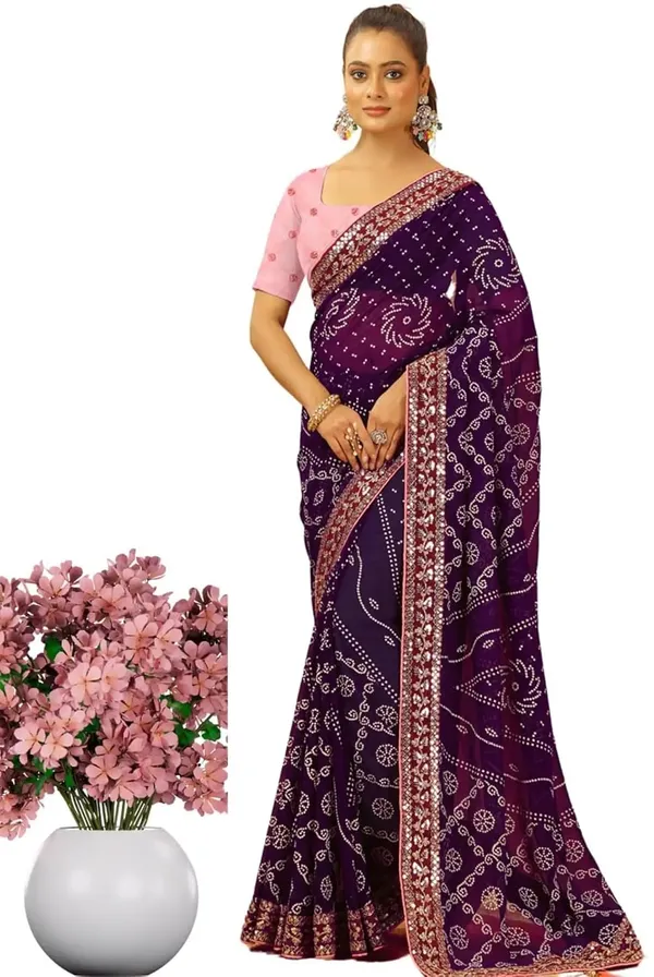 Wine_Star_Georgette_Bandhani_Saree_For_Women