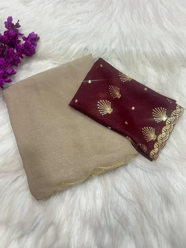 Chikumaroon_Star_Georgette_Embroidered_Saree_For_Women