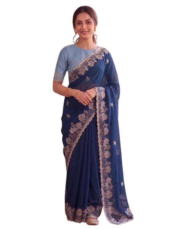 Blue_Star_Georgette_Saree_For_Women