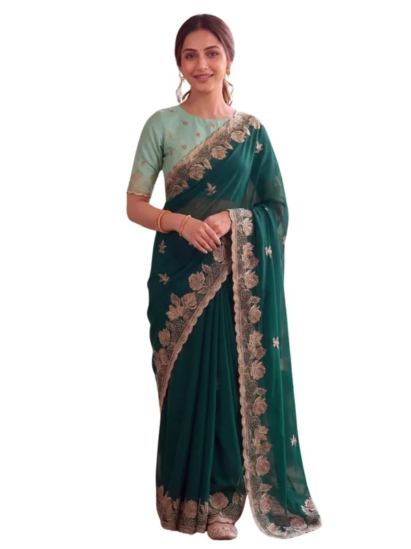Green_Star_Georgette_Embroidered_Saree_For_Women