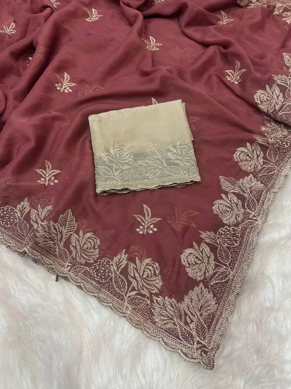 Maroon_Star_Georgette_Saree_For_Women
