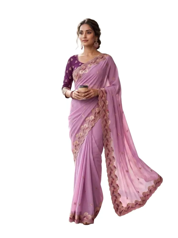 Pink_Star_Georgette_Embroidered_Saree_For_Women