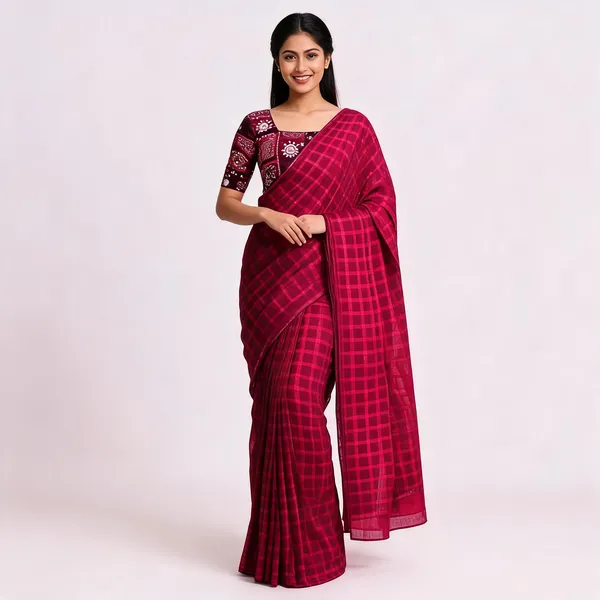 Pink_Star_Georgette_Saree_For_Women